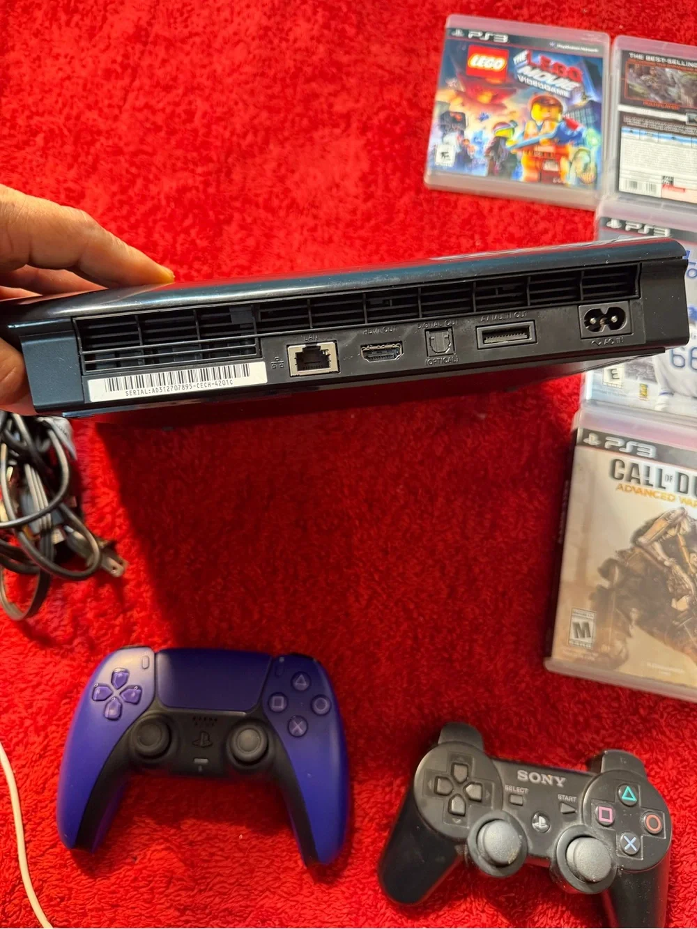 Sony PS3 Slim Console Bundle in Black with Purple Controller